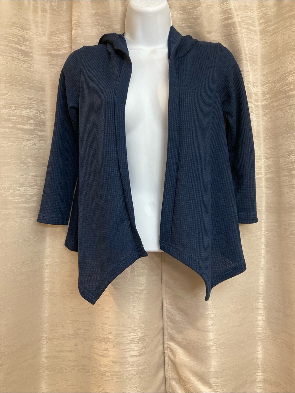 Orchid Lane Kids Navy Hooded Open-Front Jacket size 12.